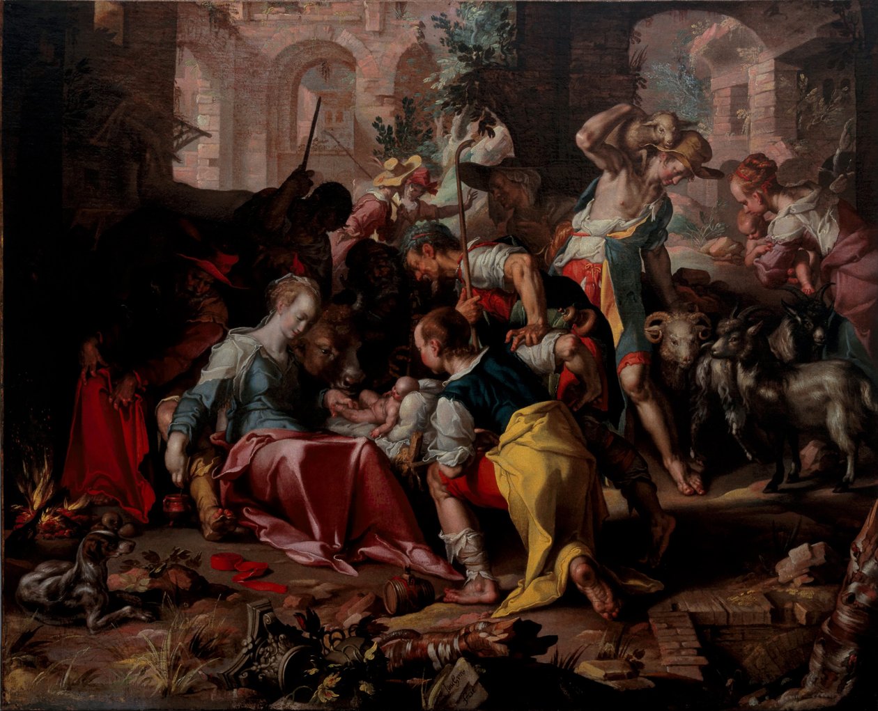 A Adoração dos Pastores, 1598 de Joachim Wtewael or Utewael