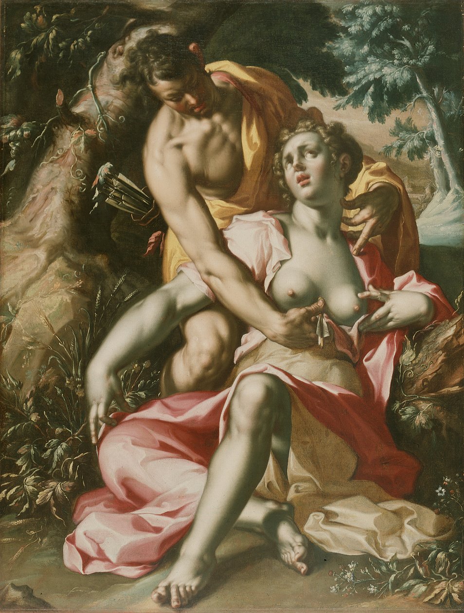 Céfalo e Prócris (A morte de Prócris), c.1595-1600 (óleo sobre tela) de Joachim Wtewael or Utewael or Wyewael