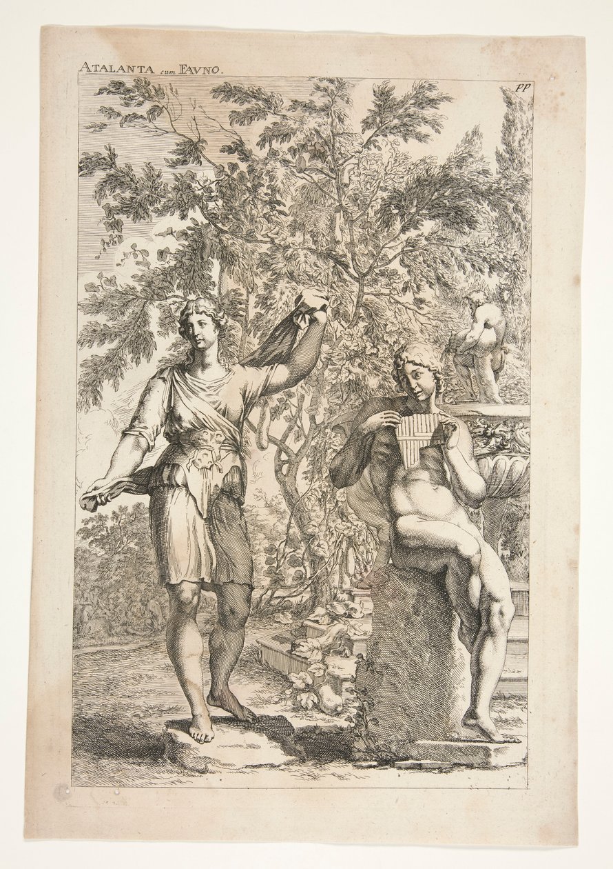 Atalanta e um Fauno, de Esculturas Antigas Admiradas de Joachim von Sandrart