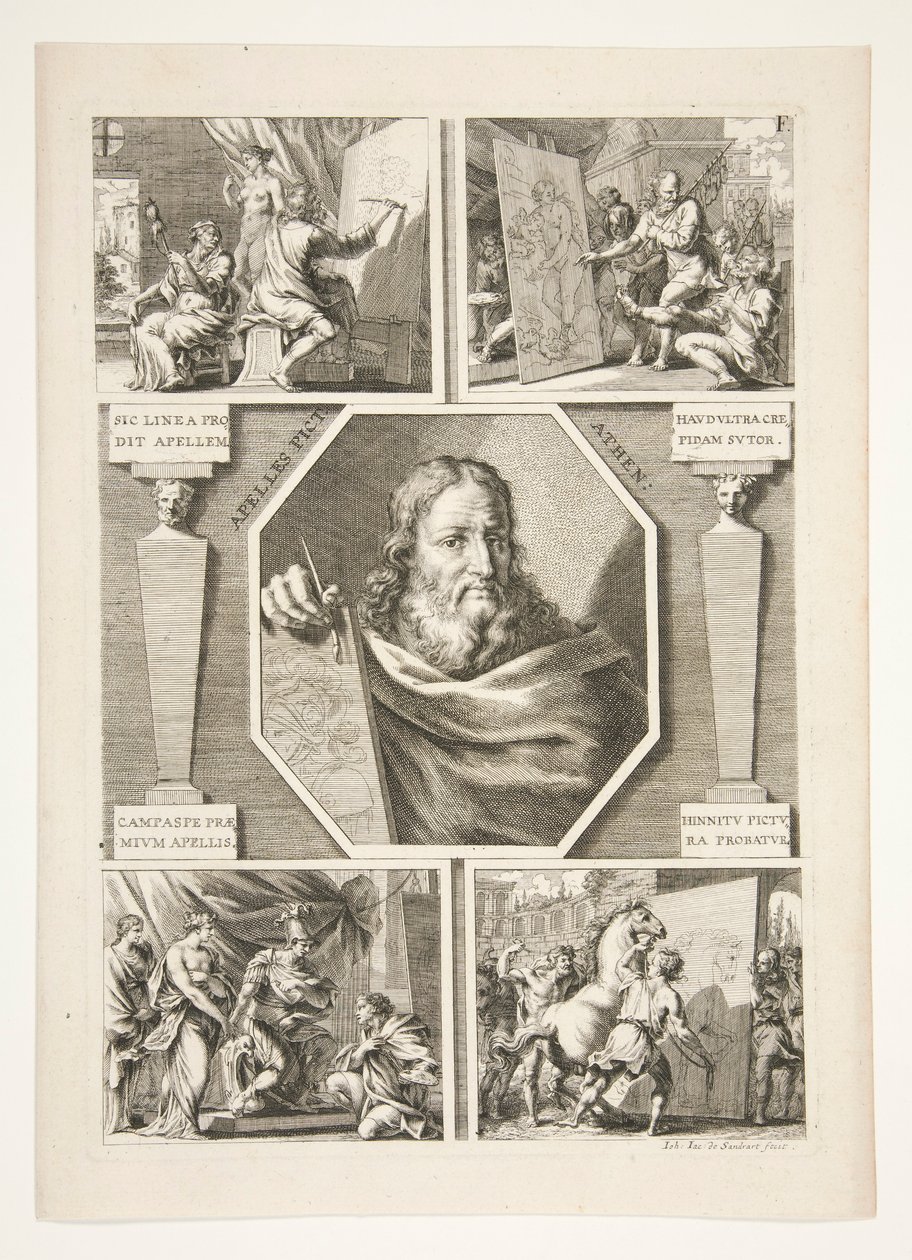 Retrato de Apelles e Quatro Cenas da Vida de Apelles de Joachim von Sandrart