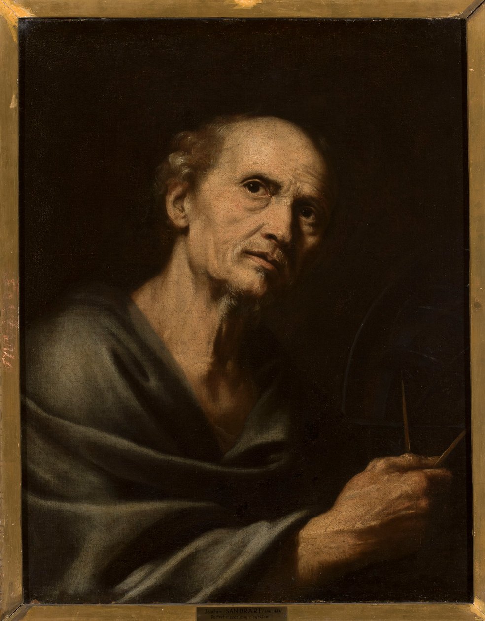 Retrato de um homem com compasso de Joachim von Sandrart