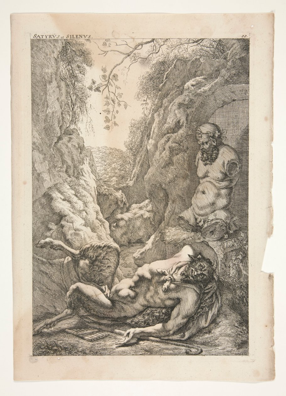 Sátiro e Silenos, de Esculturas Antigas Admiradas de Joachim von Sandrart