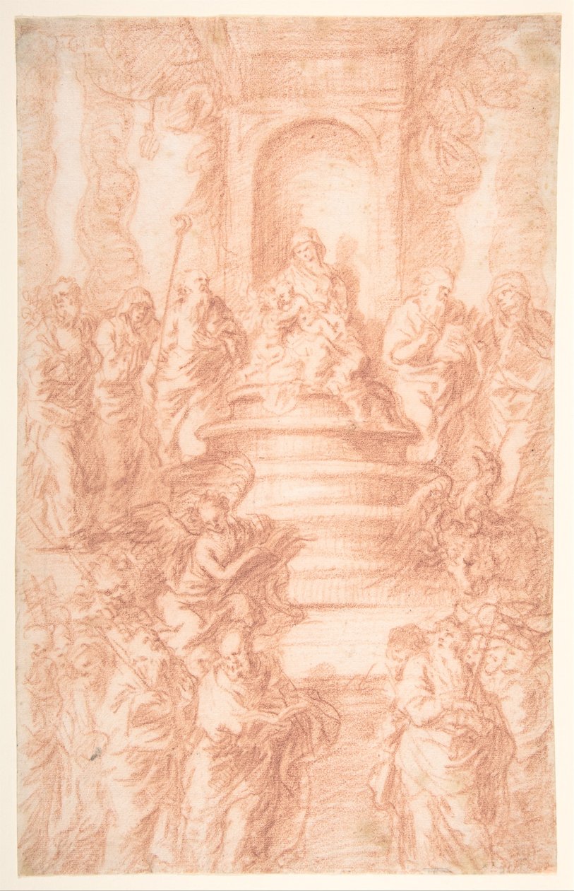 Die Heilige Sippe (Madonna mit Kind und St. Johannes) mit Propheten und Symbolen der vier Evangelisten de Joachim von Sandrart