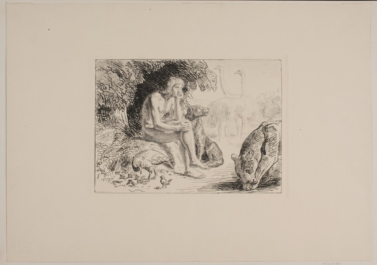 Adão entre os animais de Joakim Frederik Skovgaard