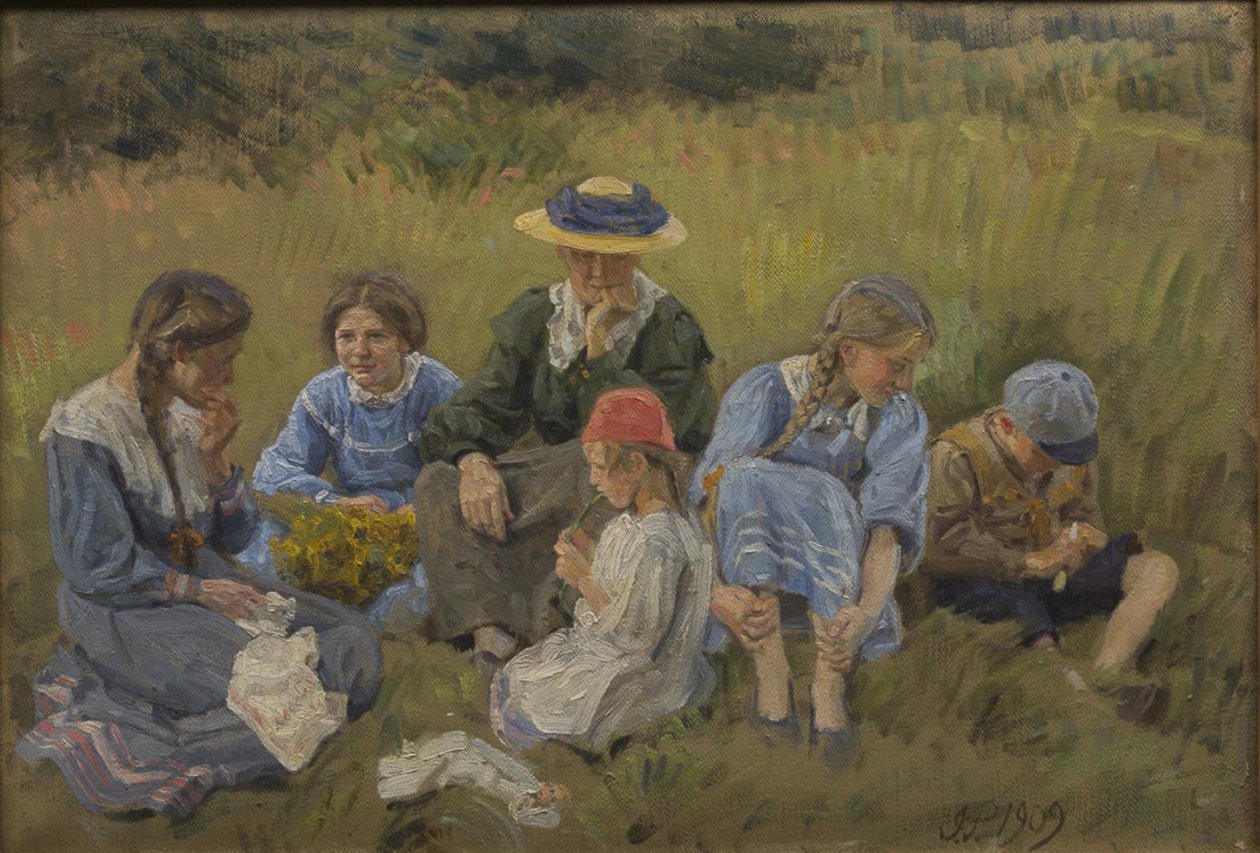 Descanse no prado. A esposa e os filhos do artista de Joakim Frederik Skovgaard
