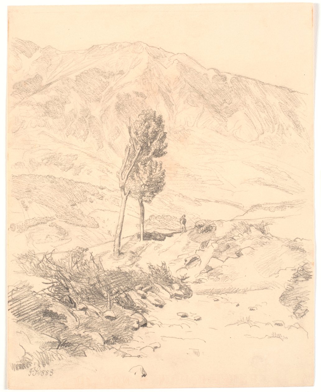 Paisagem de montanha italiana com duas árvores de Joakim Frederik Skovgaard