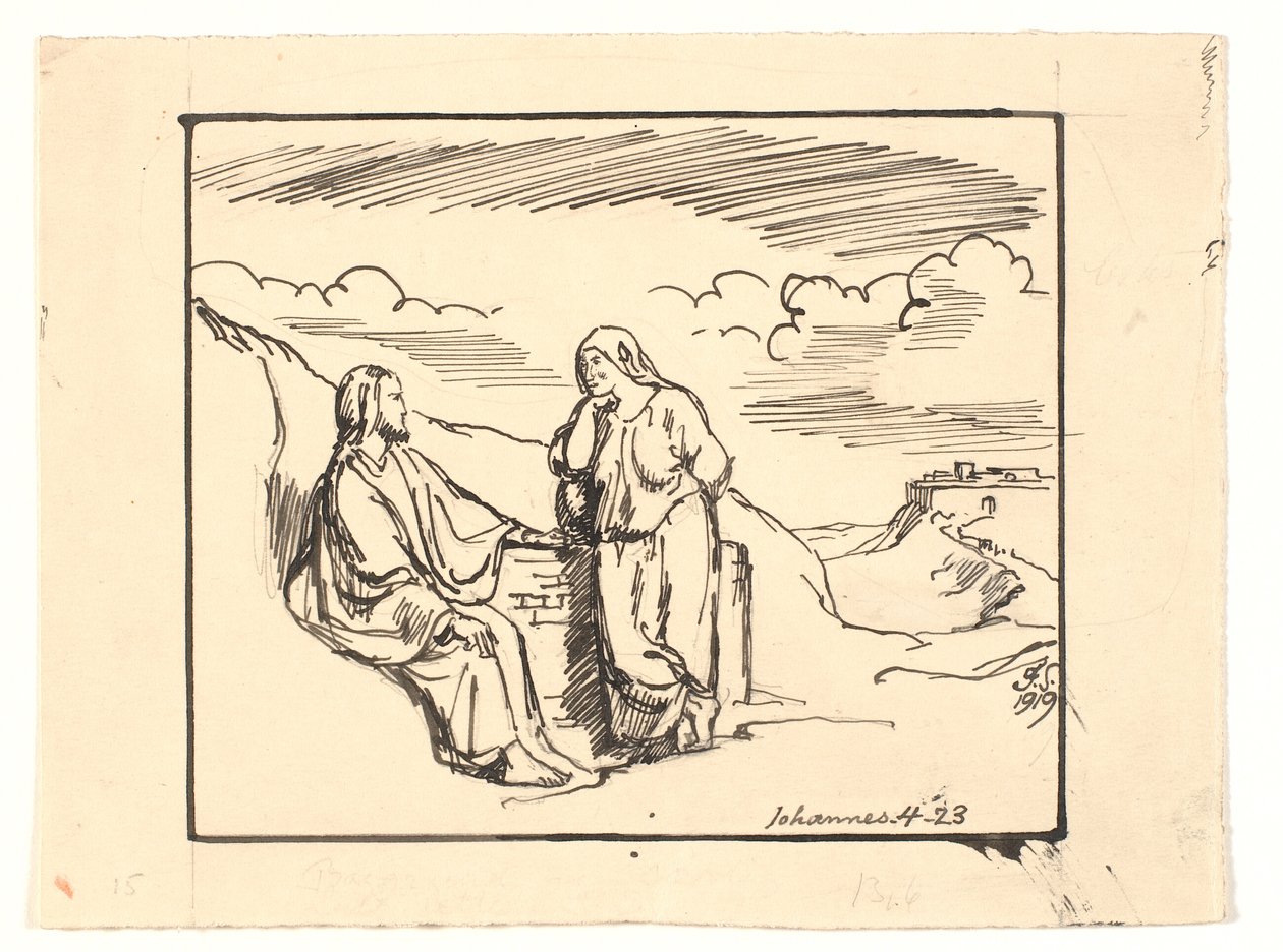 Cristo e a mulher samaritana de Joakim Frederik Skovgaard