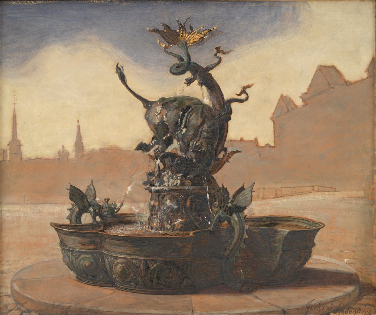 Esboço para Dragespringvandet (a Fonte do Dragão) de Joakim Frederik Skovgaard
