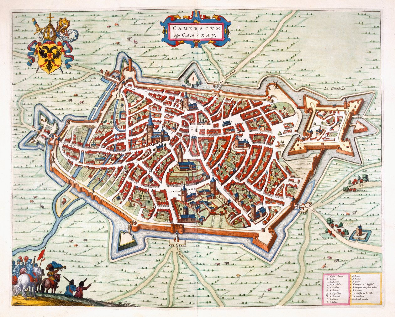 Cambrai, 1649 (gravura colorida à mão) de Joan Blaeu