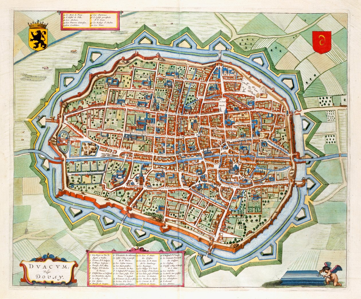 Douai, 1649 (gravura colorida à mão) de Joan Blaeu