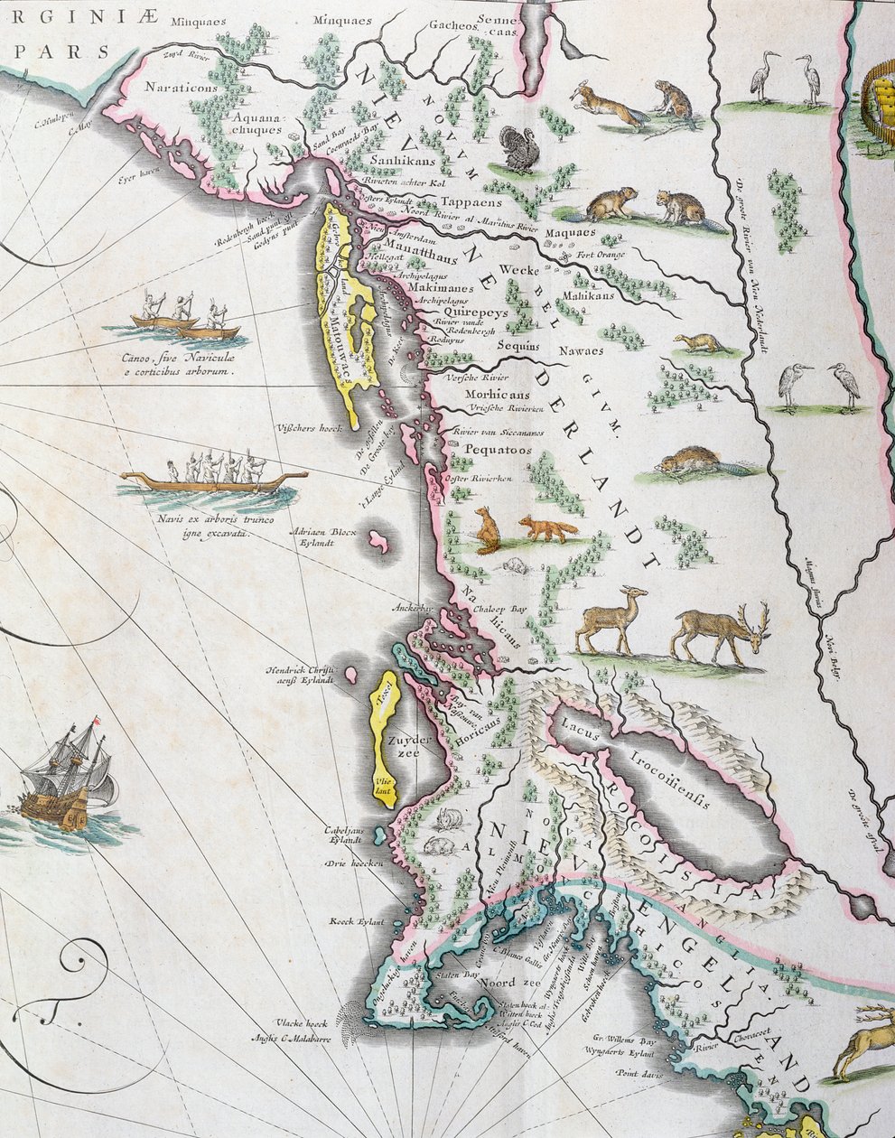 Mapa representando a costa leste da América do Norte, 1647 (consulte 93602 e 216517) de Joan Blaeu
