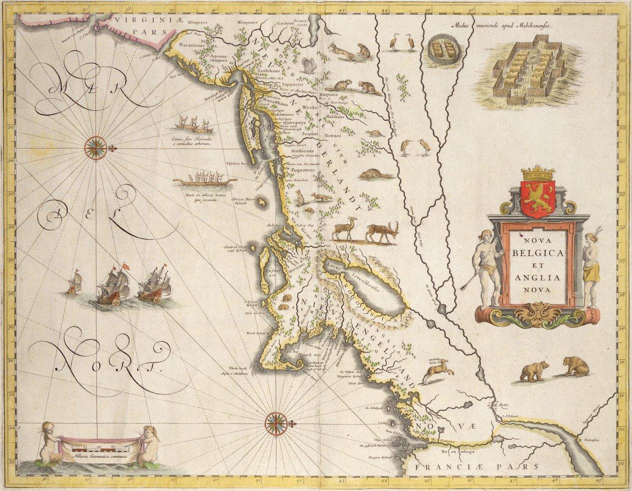 Mapa da Nova Bélgica e Nova Inglaterra, pub. em Amsterdã c.1640 de Joan Blaeu