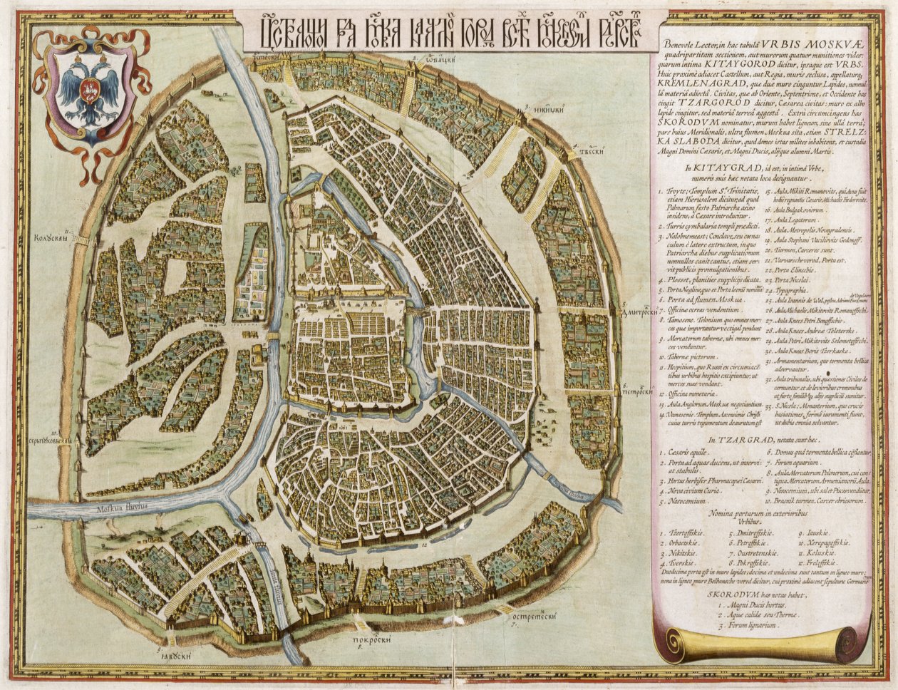 Moscou, de &39;Geographie Blaviane&39;, 1662 (gravura colorida à mão) de Joan Blaeu
