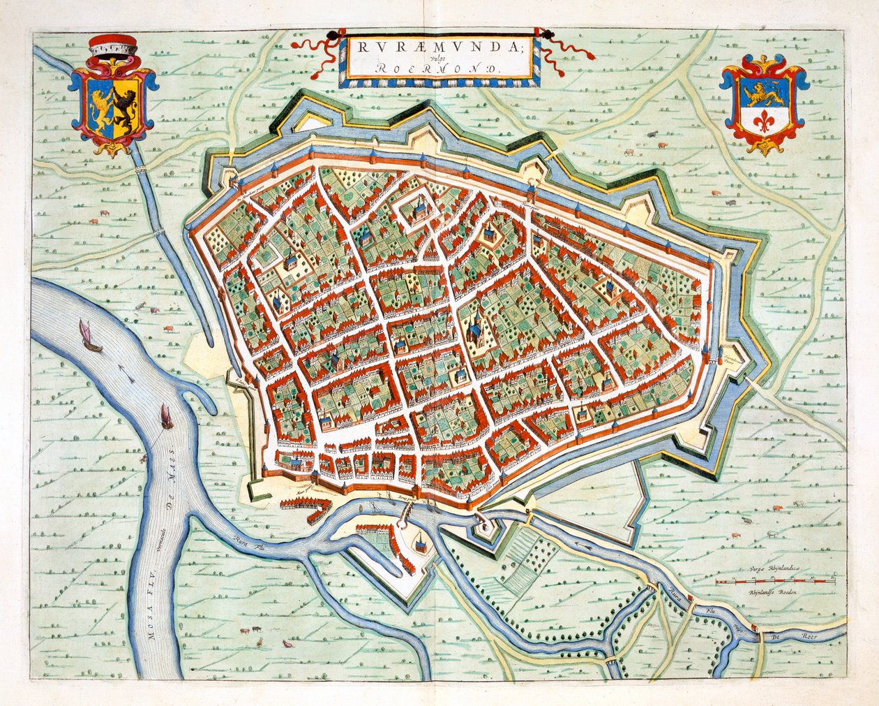Roermond, 1649 (gravura colorida à mão) de Joan Blaeu