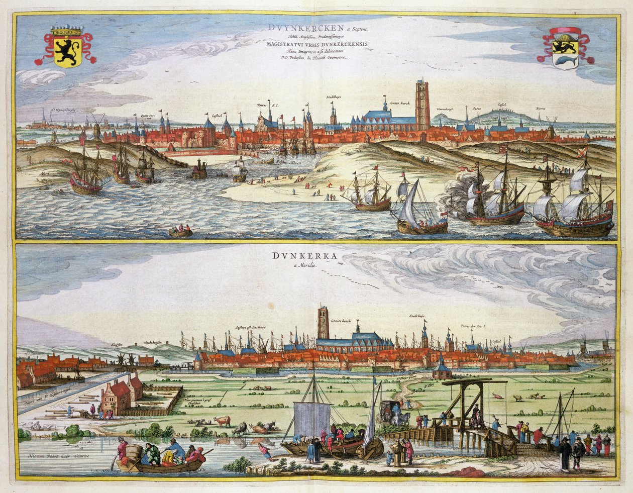 A cidade de Dunquerque durante a ocupação espanhola, publicada em Amsterdã, 1649 de Joan Blaeu