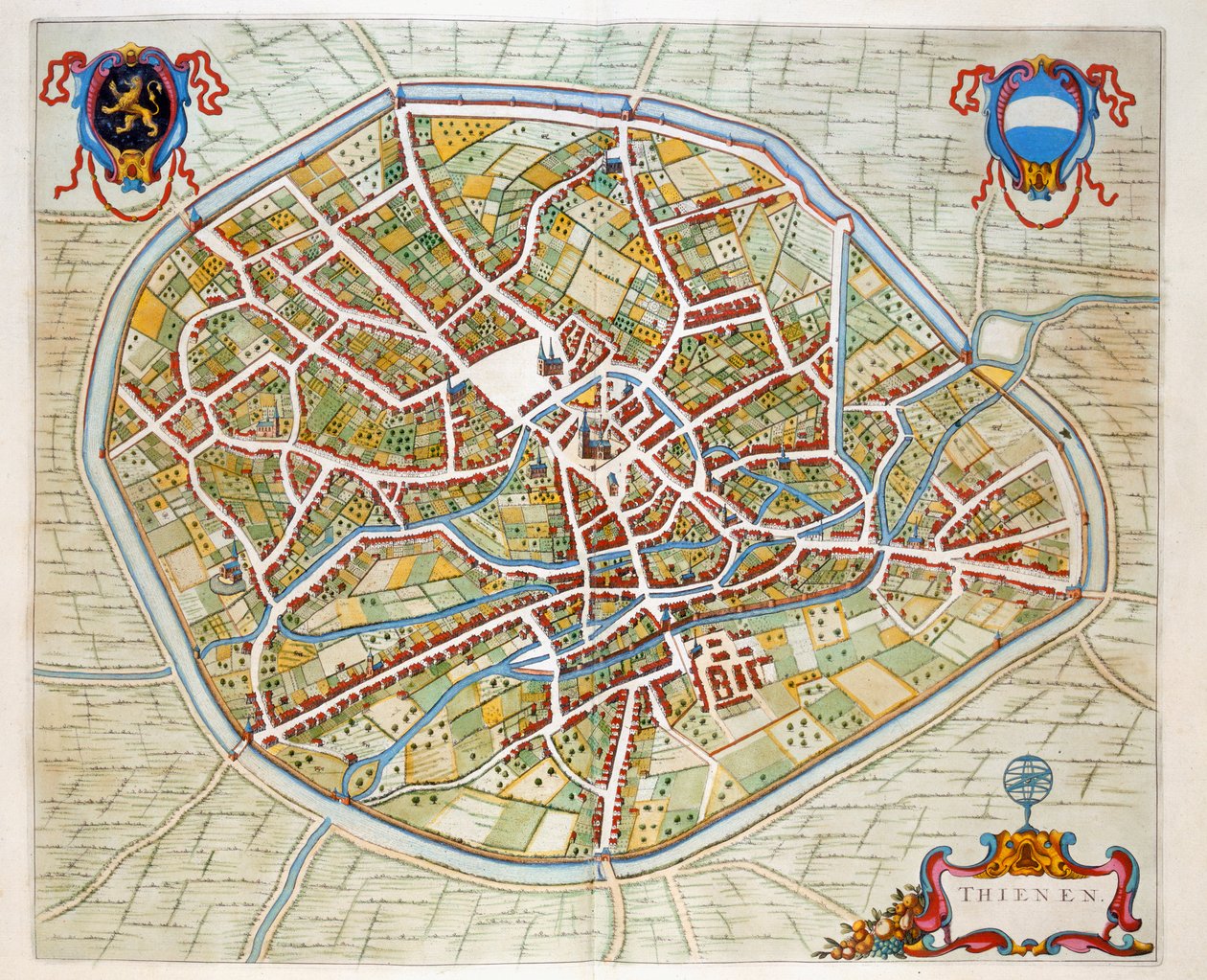 Tienen, 1649 (gravura colorida à mão) de Joan Blaeu
