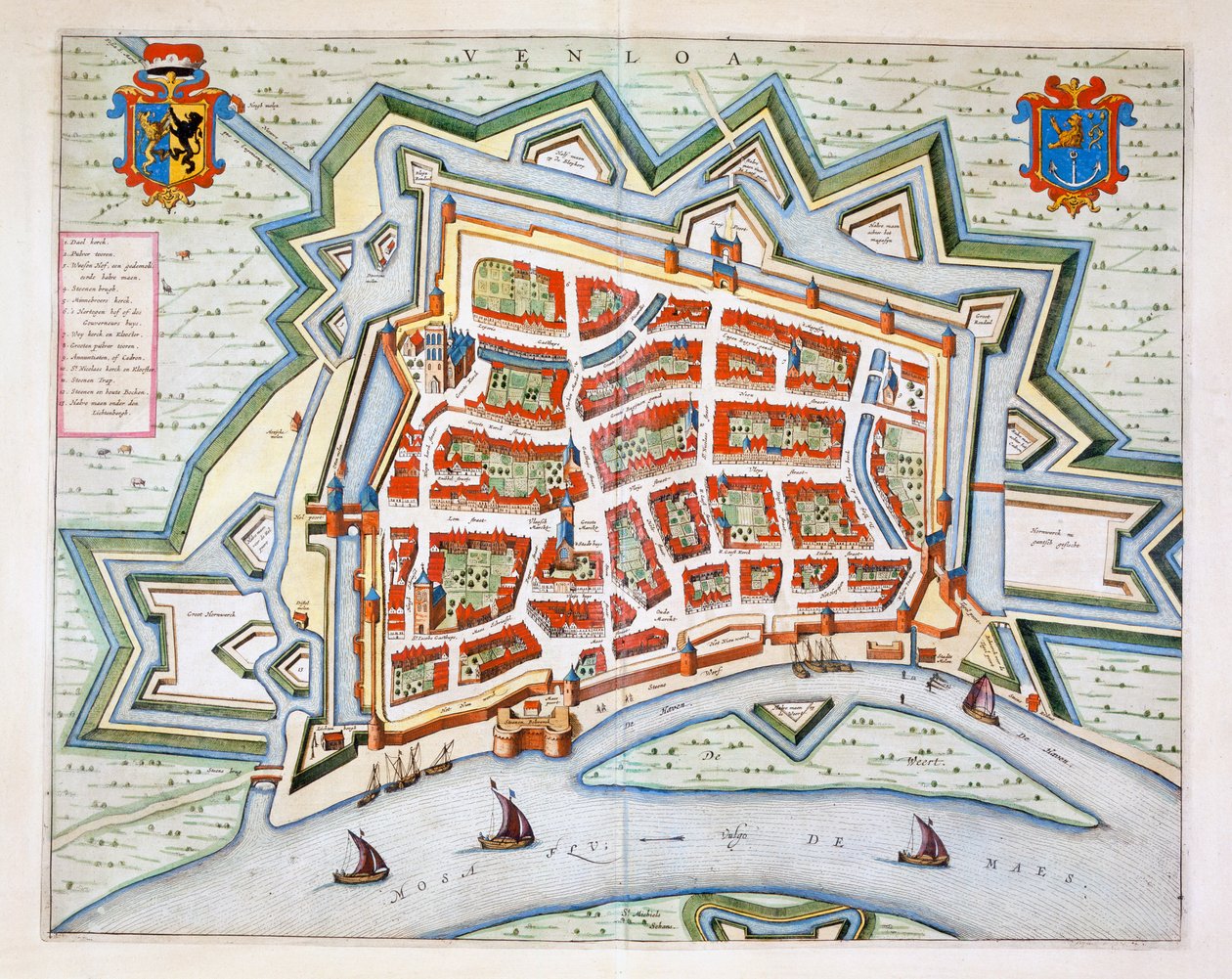 Venlo, 1649 (gravura colorida à mão) de Joan Blaeu