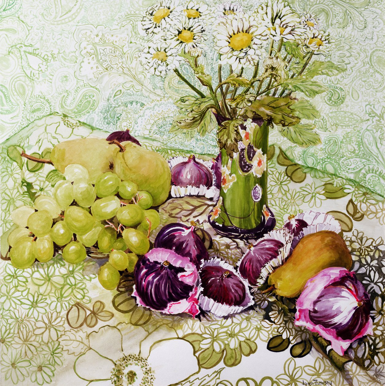 Figos, Uvas e Peras com Marguerites de Joan Thewsey