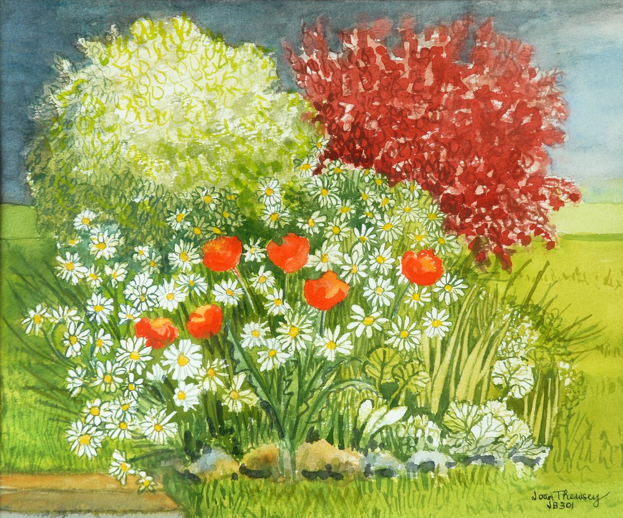 Suffolk Garden, Rain Coming, 2011, cor de água de Joan Thewsey