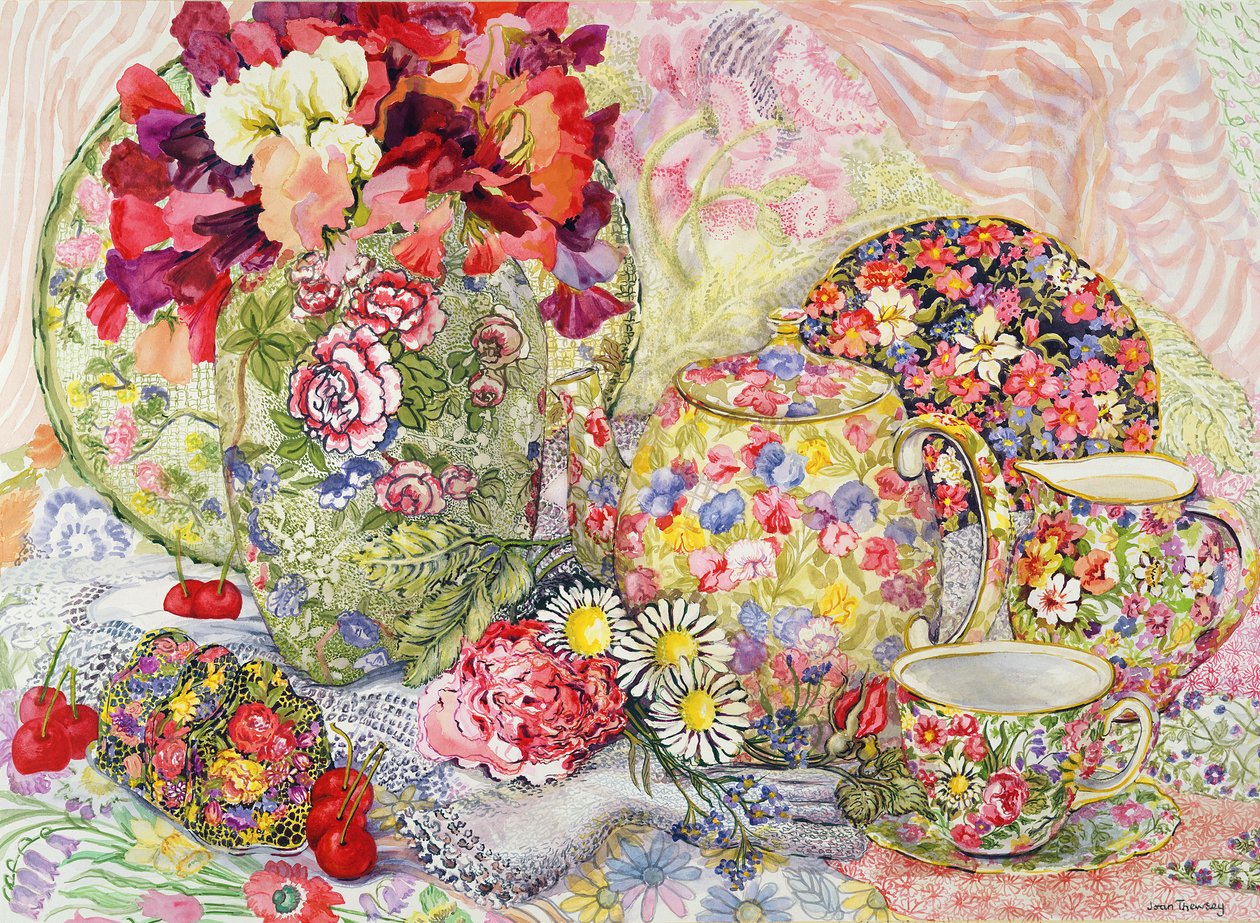 Ervilhas com floridas China antiga e cerejas de Joan Thewsey