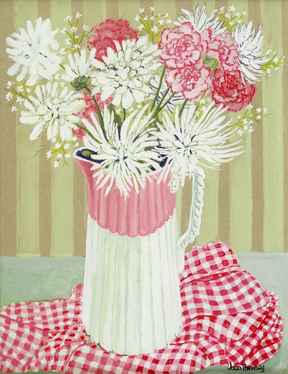 Crisântemos Brancos e Spray, 2008, (guache) de Joan Thewsey