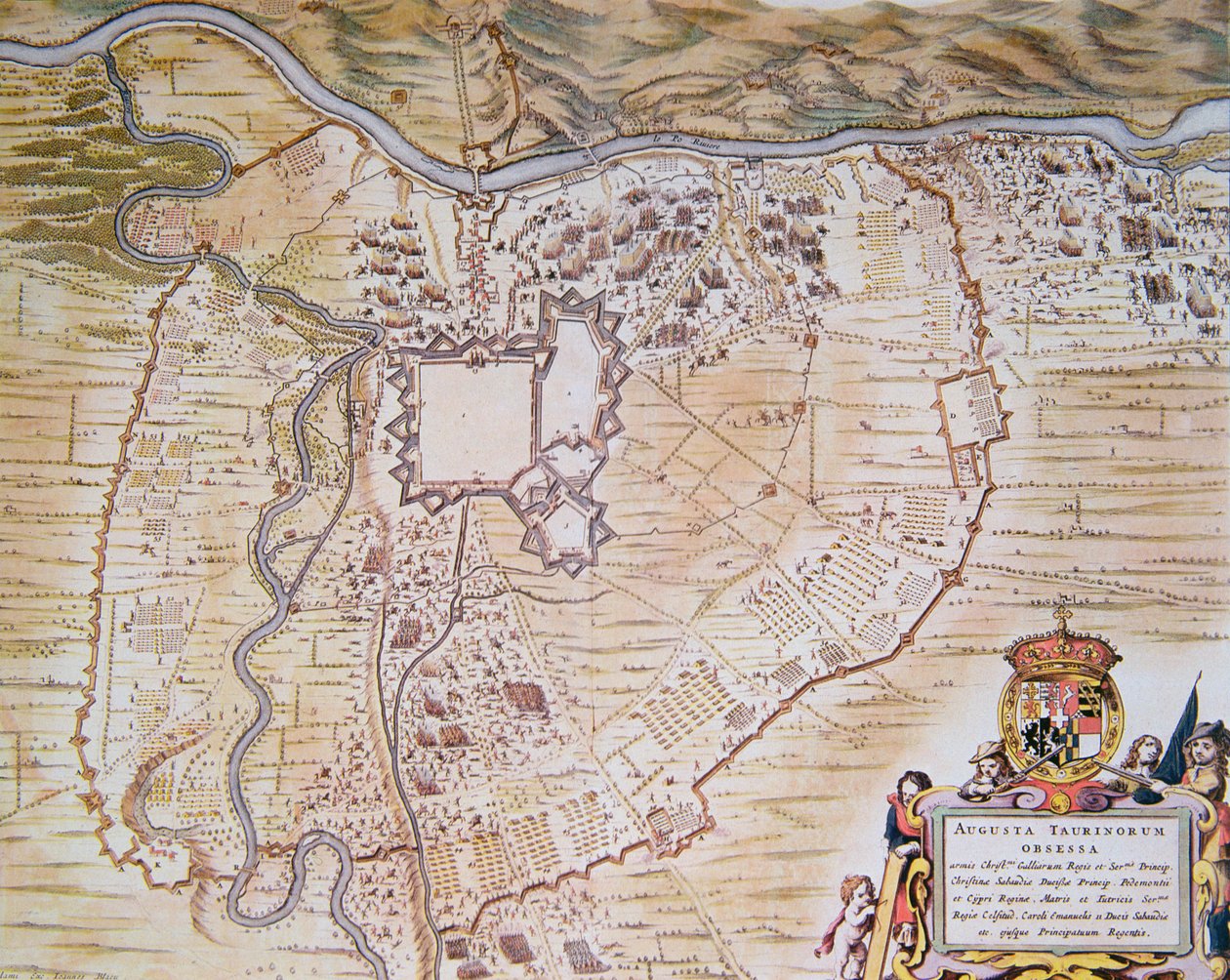 Plano da Cidadela de Turim durante o cerco de 1640 (lito a cores) de Joan (after) Blaeu