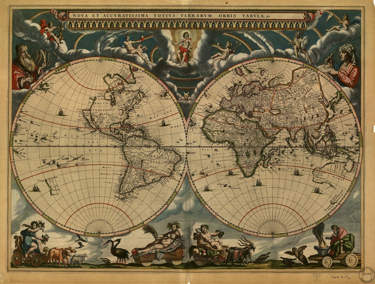 (Nova et accuratissima totius terrarum orbis tabula). LOC 98687202 de Joan Blaeu