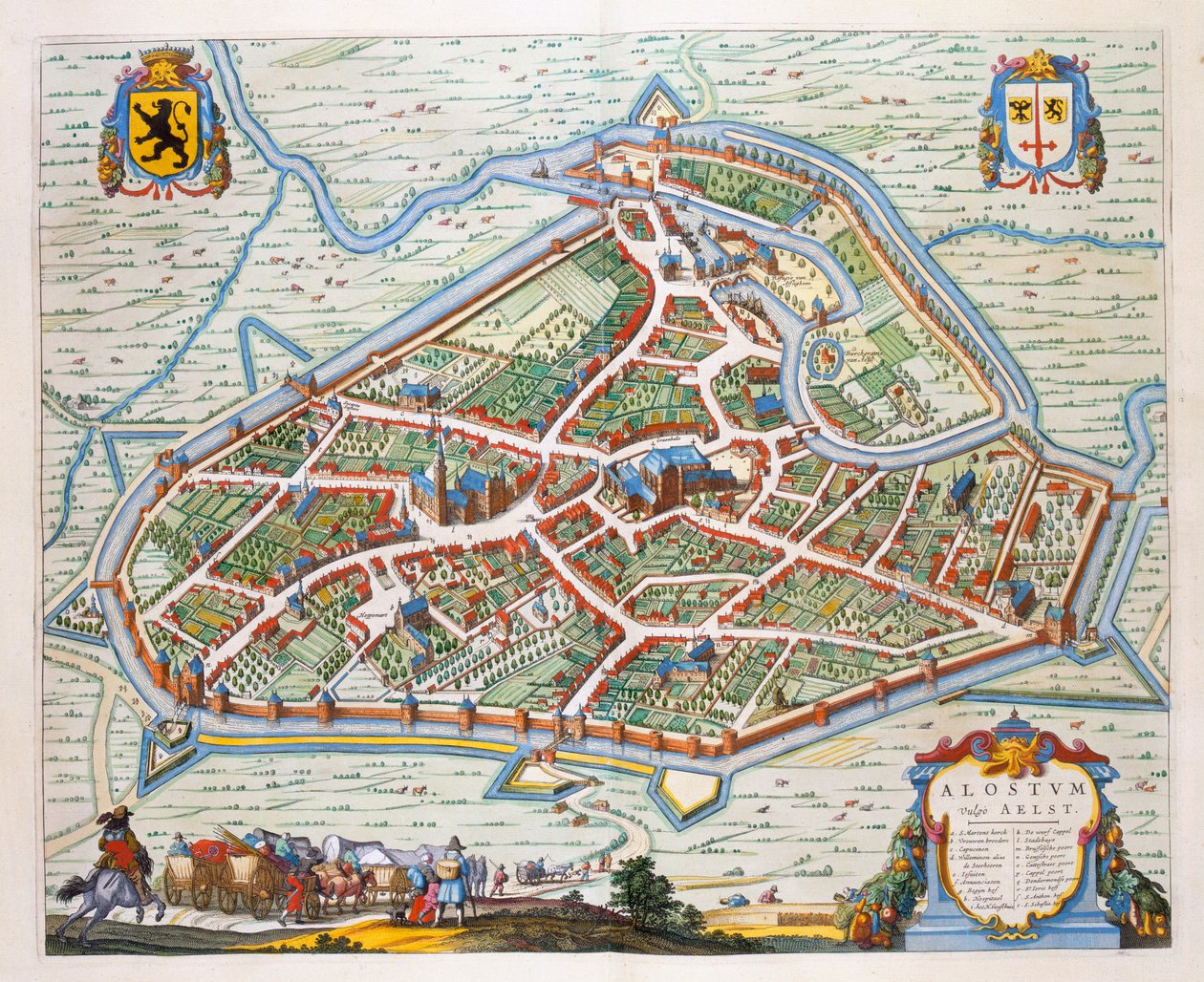 Aalst, 1649 (gravura colorida à mão) de Joan Blaeu