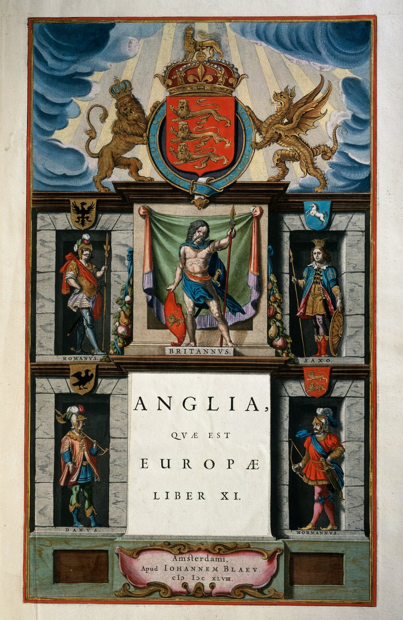 East Anglia quae Europae (Inglaterra), Livro XI, página de rosto Volume V, Atlas maior, de Joan Blaeu (1596-1673), gravura em cobre, 57,5x39 cm, Amsterdão de Joan Blaeu