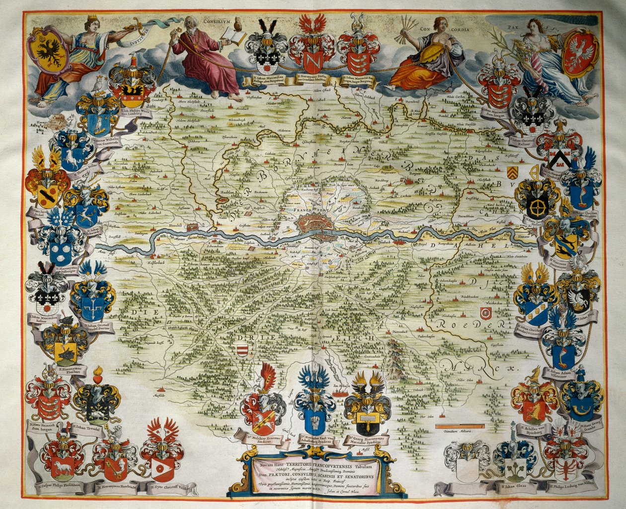 Frankfurt e o seu território, Volume III, Atlas Maior, de Joan Blaeu (1596-1673), gravura em cobre, Amesterdão de Joan Blaeu