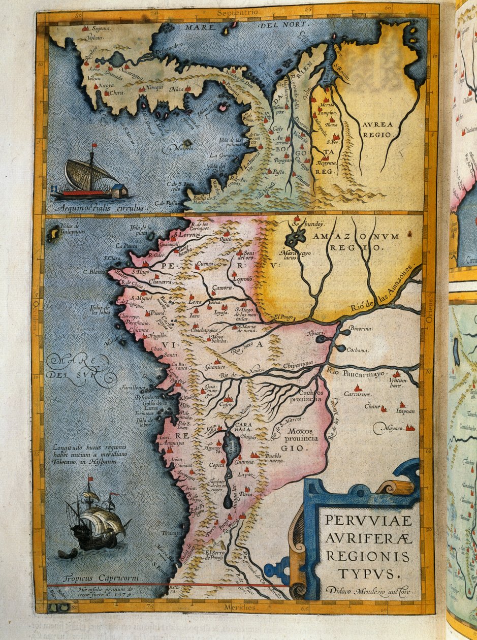 Regiões produtoras de ouro do Peru, Volume VII, Atlas Maior, de Joan Blaeu (1596-1673), gravura em cobre, 57,5x39 cm, Amsterdão de Joan Blaeu