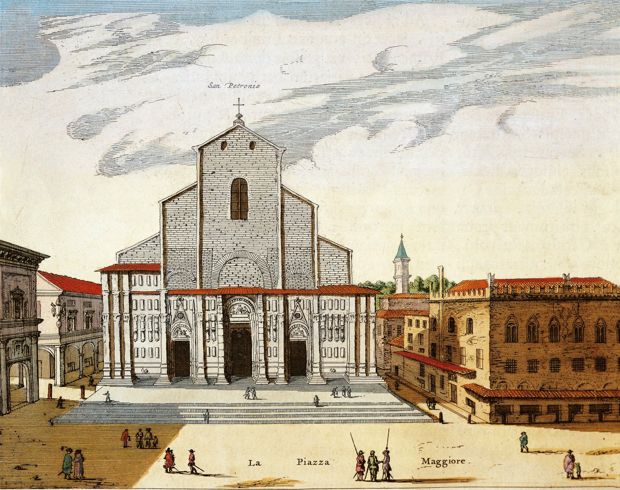 Itália, Bolonha, Catedral de San Petronio em VeNice, impressão de Joan Blaeu