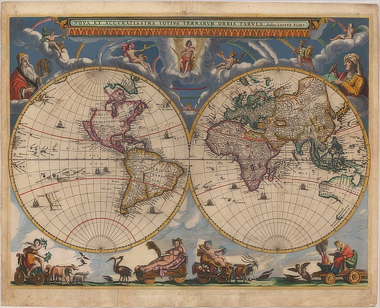 Mapa do mundo. Hemisfério duplo. 1662-64 de Joan Blaeu
