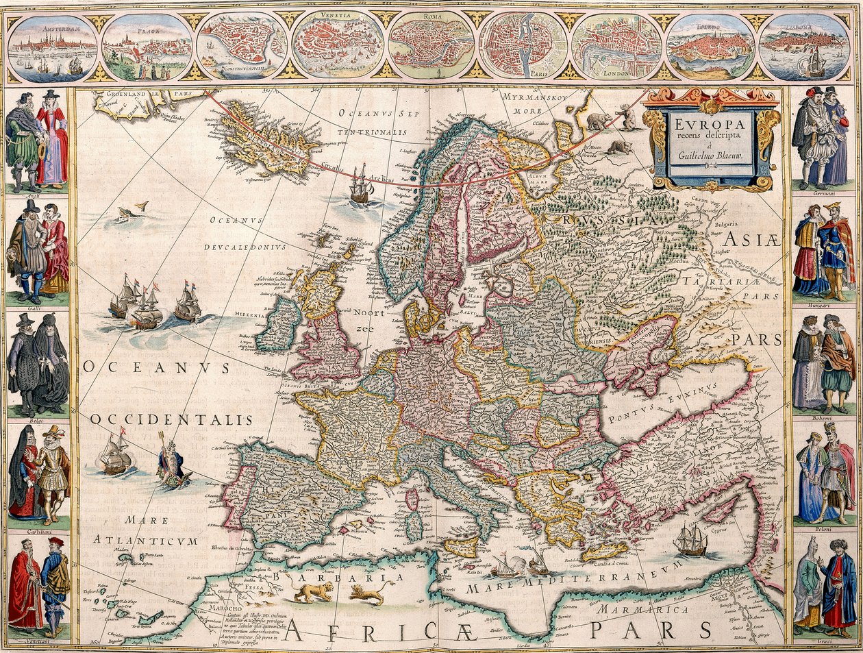 Mapa da Europa do Atlas de Blaeu de Joan Blaeu