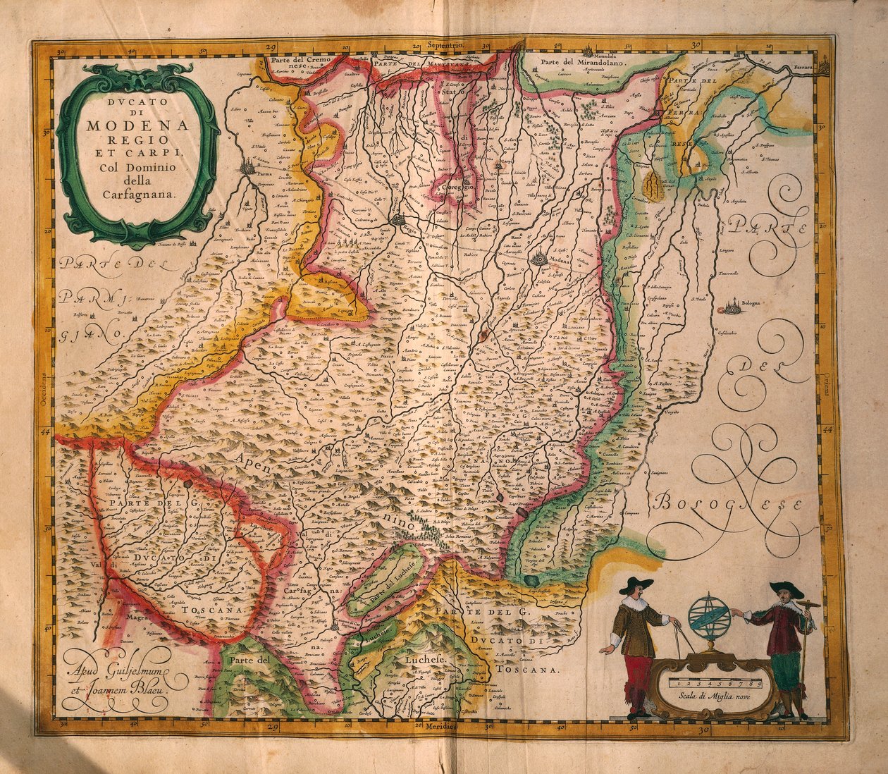 Mapa de Modena do Theatrum civitatum et admirandorum Italiae de Joan Blaeu, gravura de Joan Blaeu