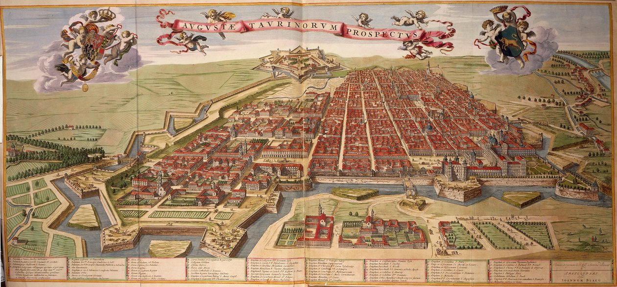 Mapa de Turim por Joan Blaeu, do Theatrum Sabaudiae de Joan Blaeu