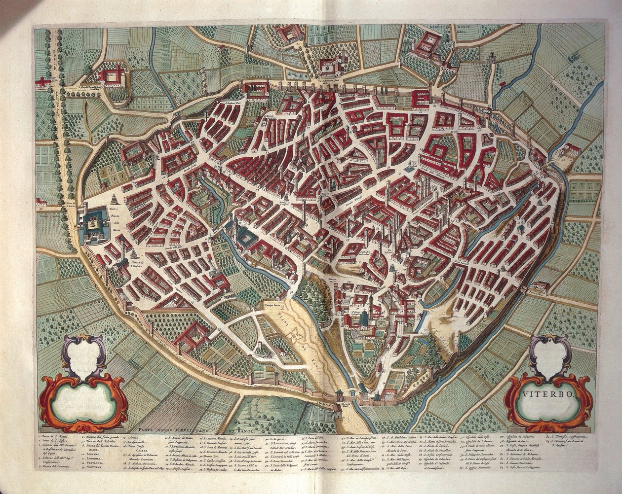 Mapa de Viterbo do Theatrum civitatum et admirandorum Italiae, de Joan Blaeu, gravura de Joan Blaeu