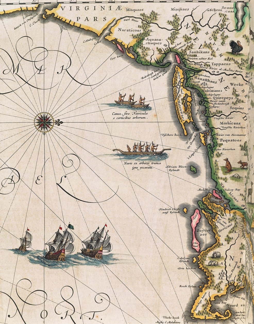 Mapa da costa da Virgínia, do Theatrum Orbis Terrarum, de Joan Blaeu de Joan Blaeu