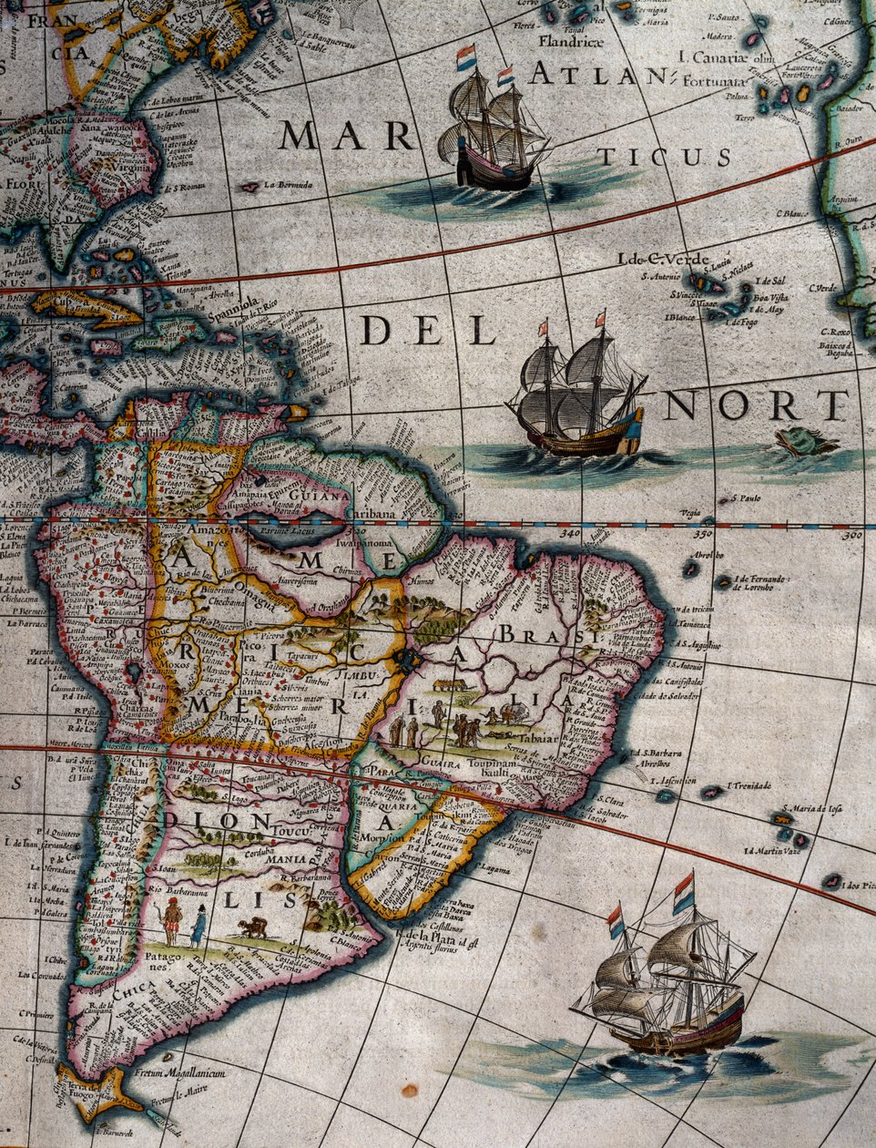 Atlântico Norte e América do Sul, Volume XI, Atlas Maior, de Joan Blaeu (1596-1673), gravura em cobre, Amesterdão de Joan Blaeu