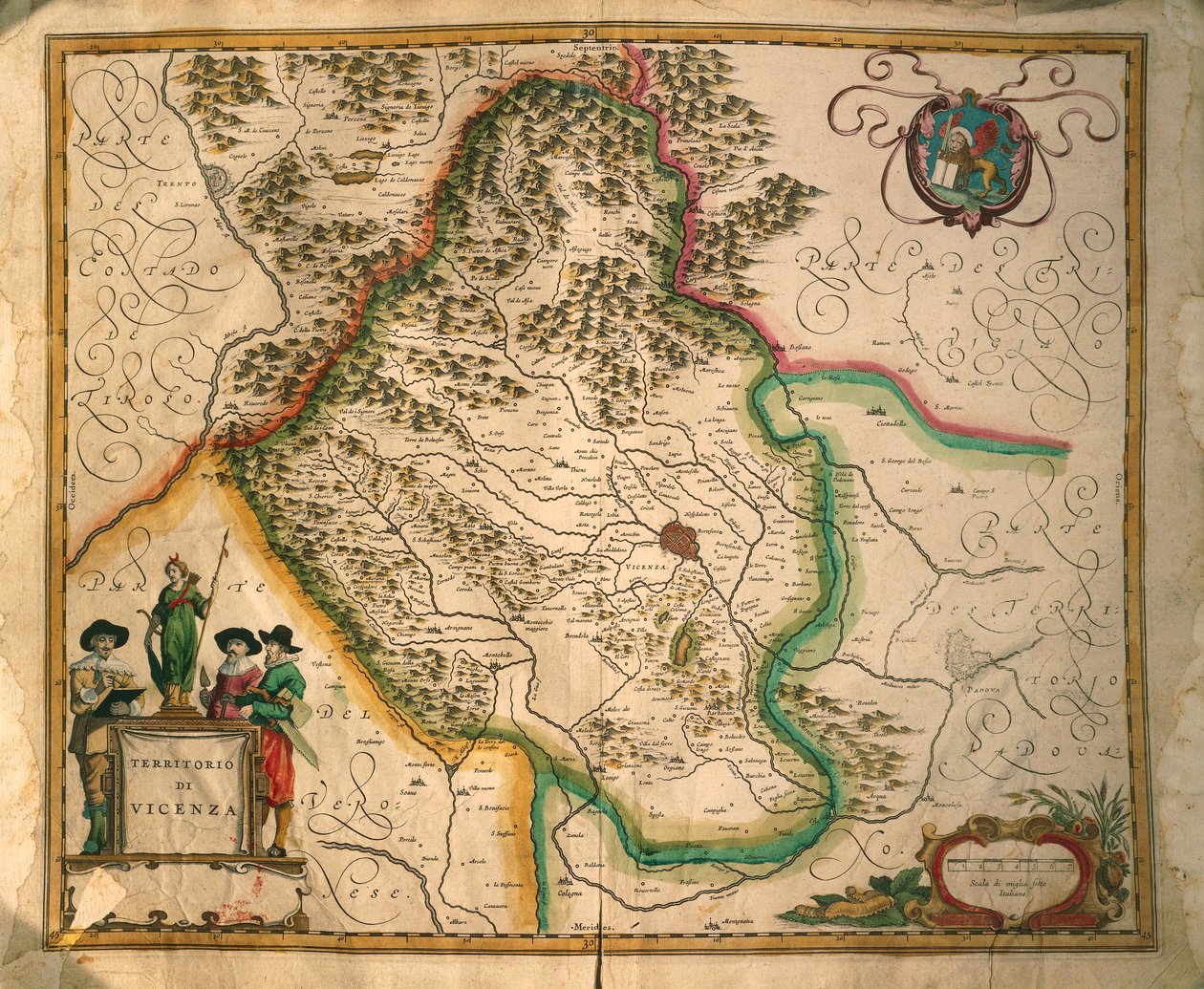 Província de Vicenza do Theatrum civitatum et admirandorum Italiae, de Joan Blaeu, gravura de Joan Blaeu