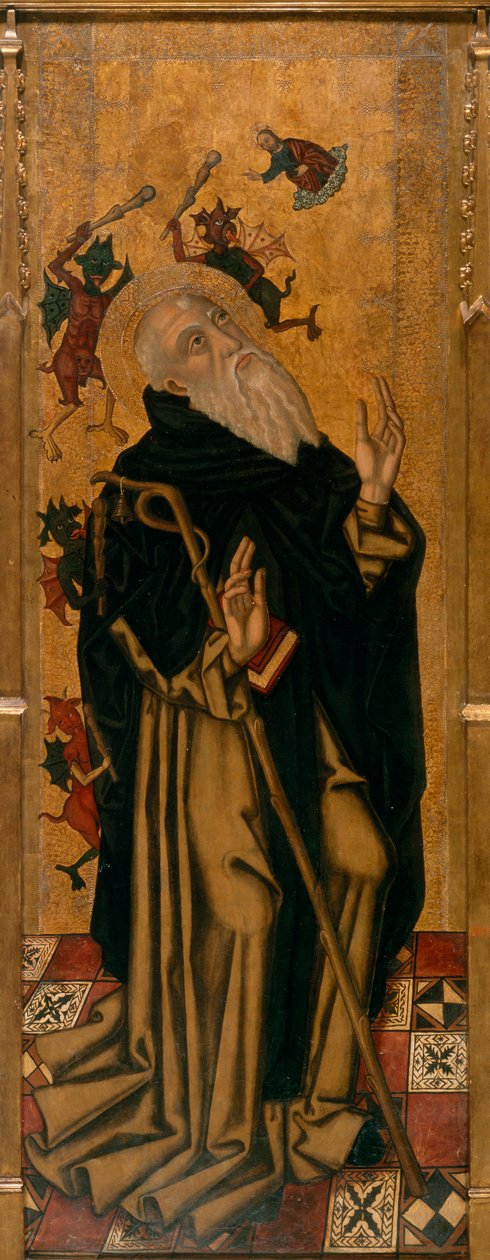 La tentation de Saint Antoine le Grand tourmente par les demons - Saint Anthony the Abbot Tormented by Demons - Peinture de Joan Desi (activo 1481-1520) - c. 1500 - Óleo sobre madeira - Museu Nacional d