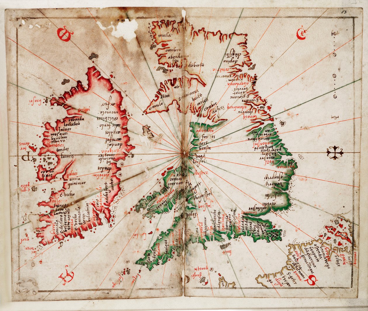 Grã-Bretanha e Irlanda, c.1550 (velino) de Joan Martines