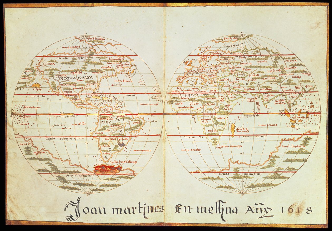 Mapa do mundo (caneta e tinta no papel) de Joan Martines