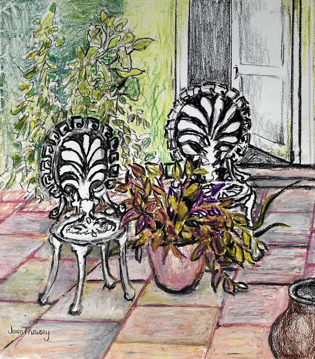 Cadeiras no Terraço, com tachos (pastel de cera) de Joan Thewsey