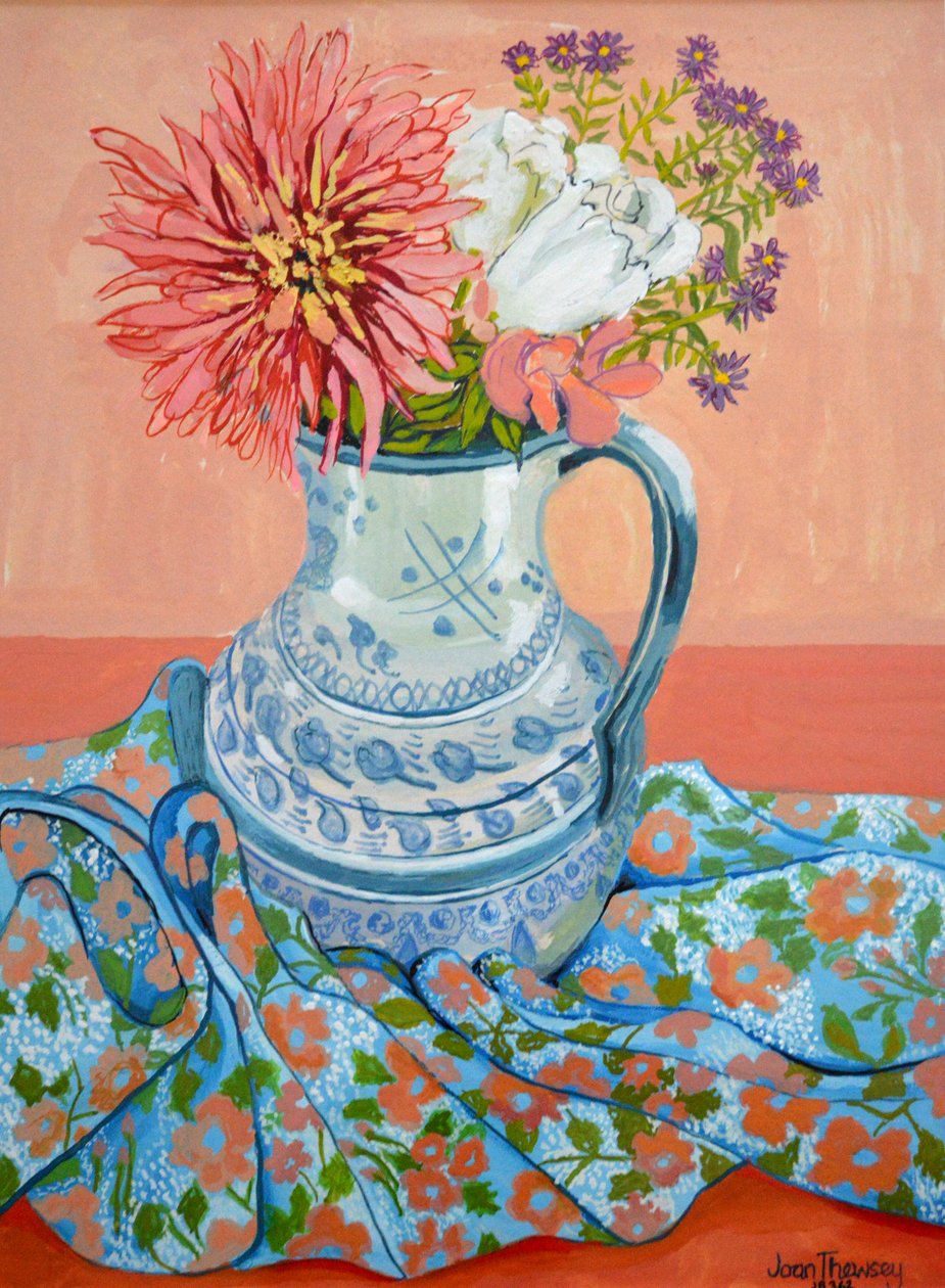 Dahlias, Roses e Michaelmas Daisies, 2000, de Joan Thewsey