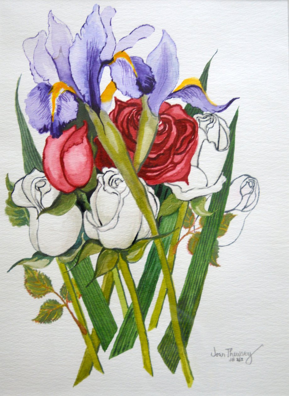 Íris e rosas, 2007 de Joan Thewsey