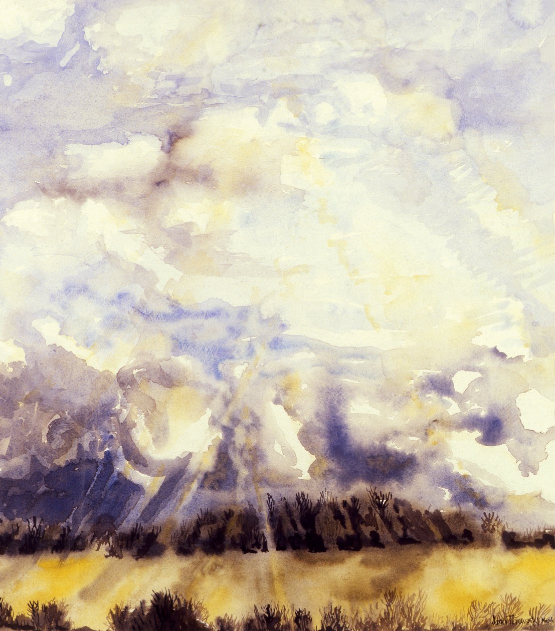 March Sky, 1989, aguarela sobre papel artesanal de Joan Thewsey