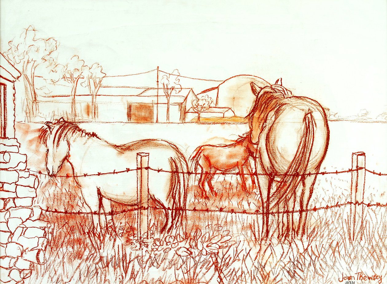 Serenata, Janie e um burro no prado, 2000, (Terracotta Conte`) de Joan Thewsey