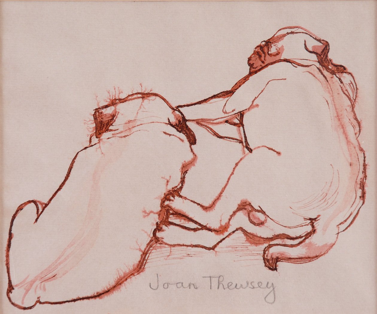Dois filhotes de cachorro Pug, os irmãos, 2005, (tinta no papel molhado) de Joan Thewsey