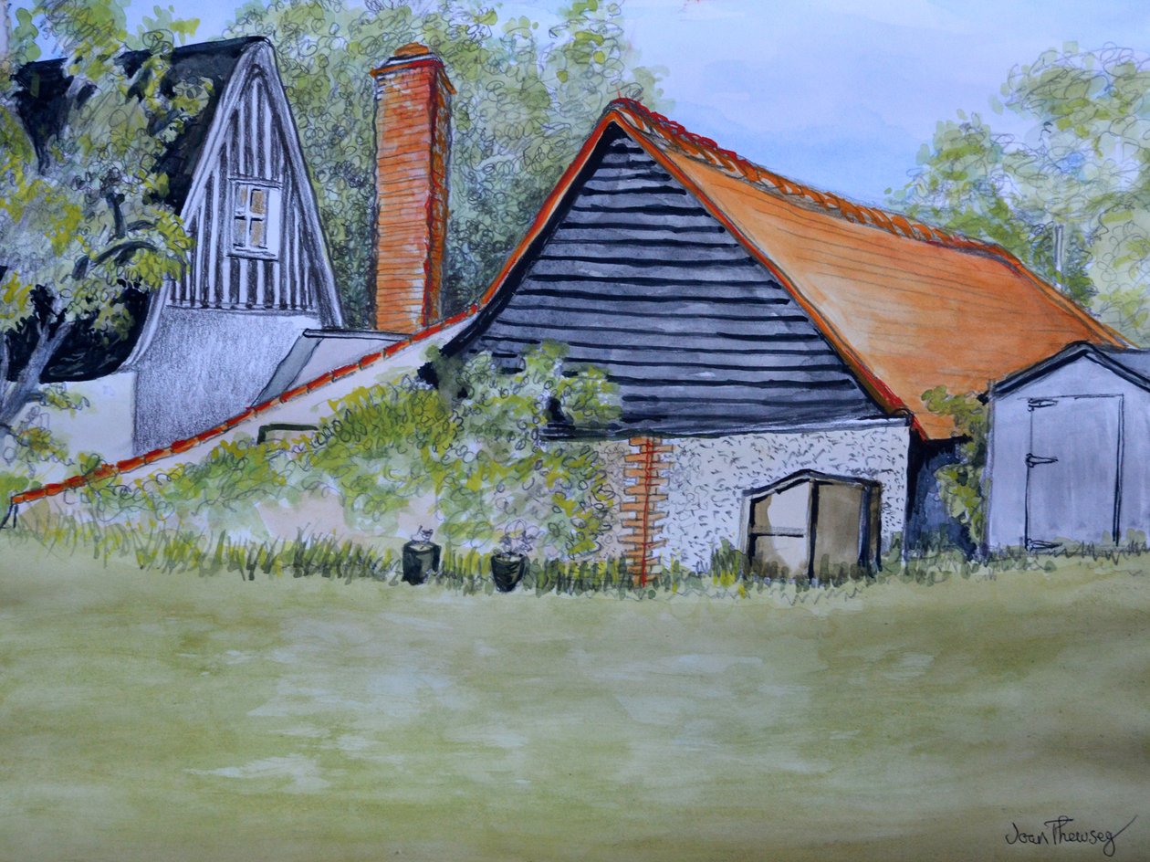 Vista do Jardim dos Vizinhos, 2016, (lápis e aquarela) de Joan Thewsey